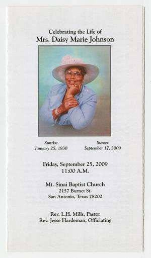 [Funeral Program for Daisy Marie Johnson, September 25, 2009]