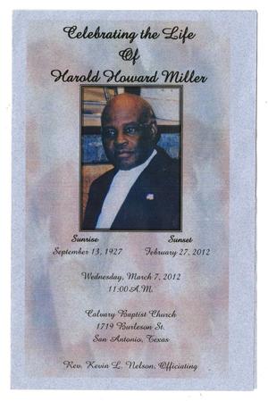 [Funeral Program for Harold Howard Miller, March 7, 2012]
