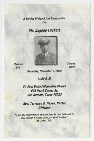 [Funeral Program for Eugene Luckett, December 7, 2002]