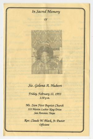 [Funeral Program for Gelena A. Hubert, February 12, 1993]