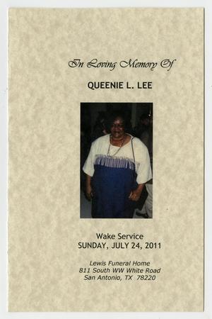 [Funeral Program for Queenie, L. Lee, July 24, 2011]