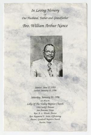 [Funeral Program for William Arthur Nance, January 20, 1996]