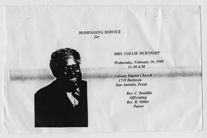 [Funeral Program for Collie McKnight, February 10, 1999]