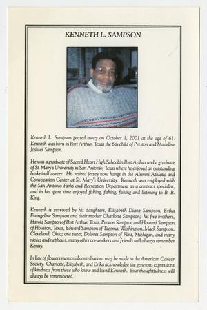 Primary view of object titled '[Obituary for Kenneth L. Sampson]'.