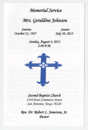 [Funeral Program for Geraldine Johnson, August 4, 2013]
