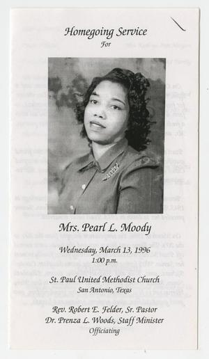 [Funeral Program for Pearl L. Moody, March 13, 1996]