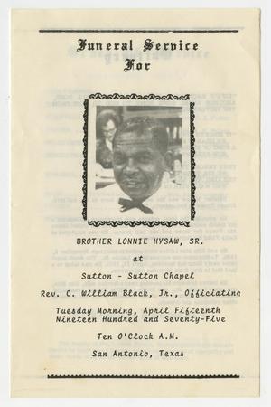 [Funeral Program for Brother Lonnie Hysaw, Sr., April, 15, 1975]