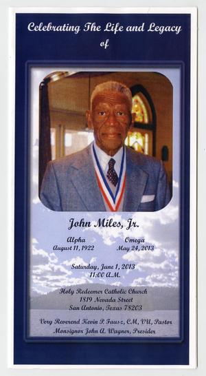Primary view of object titled '[Funeral Program for John Miles, Jr., June 1, 2013]'.
