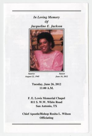 [Funeral Program for Jacqueline E. Jackson, June 26, 2012]