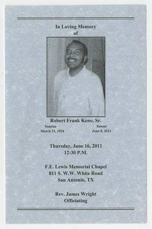 [Funeral Program for Robert Frank Keno, Sr., June 16, 2011]
