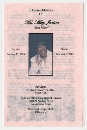 [Funeral Program for Mary Jackson, February 10, 2012]