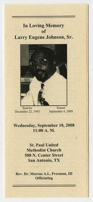 [Funeral Program for Larry Eugene Johnson, Sr., September 10, 2008]