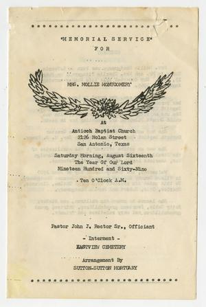 [Funeral Program for Mollie Montgomery, August 16, 1969]