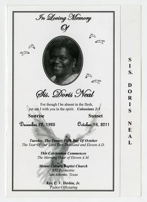 [Funeral Program for Doris Neal, October 25, 2011]