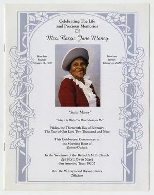 [Funeral Program for Cassie Jane Maney, February 13, 2009]