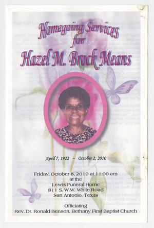 [Funeral Program for Hazel M. Brock Means, October 8, 2010]