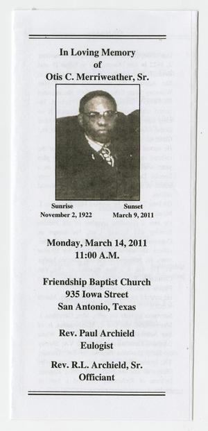 [Funeral Program for Otis C. Merriweather, Sr., March 14, 2011]