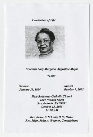 [Funeral Program for Margaret Augustine Major, October 13, 2005]