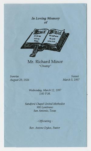 Primary view of object titled '[Funeral Program for Richard Minor, March 12, 1997]'.