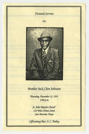 [Funeral Program for Jack Clem Johnson, December 12, 1991]