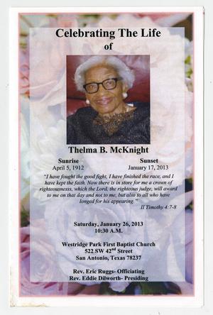 Primary view of object titled '[Funeral Program for Thelma B. McKnight, January 26, 2013]'.