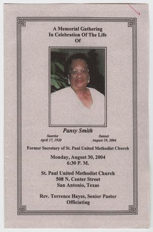 Primary view of object titled '[Funeral Program for Pansy Smith, August 30, 2004]'.