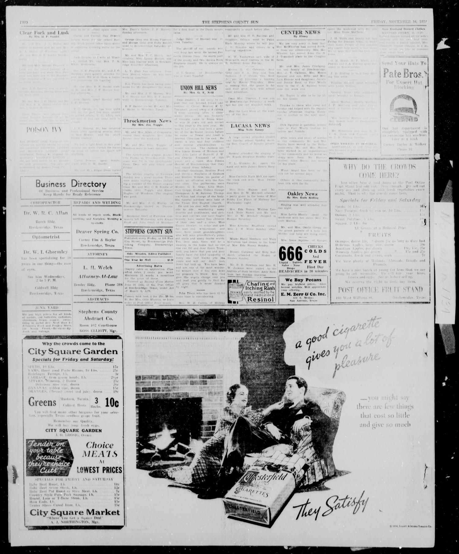 Stephens County Sun (Breckenridge, Tex.), Vol. 5, No. 36, Ed. 1, Friday, November 16, 1934
                                                
                                                    [Sequence #]: 2 of 10
                                                