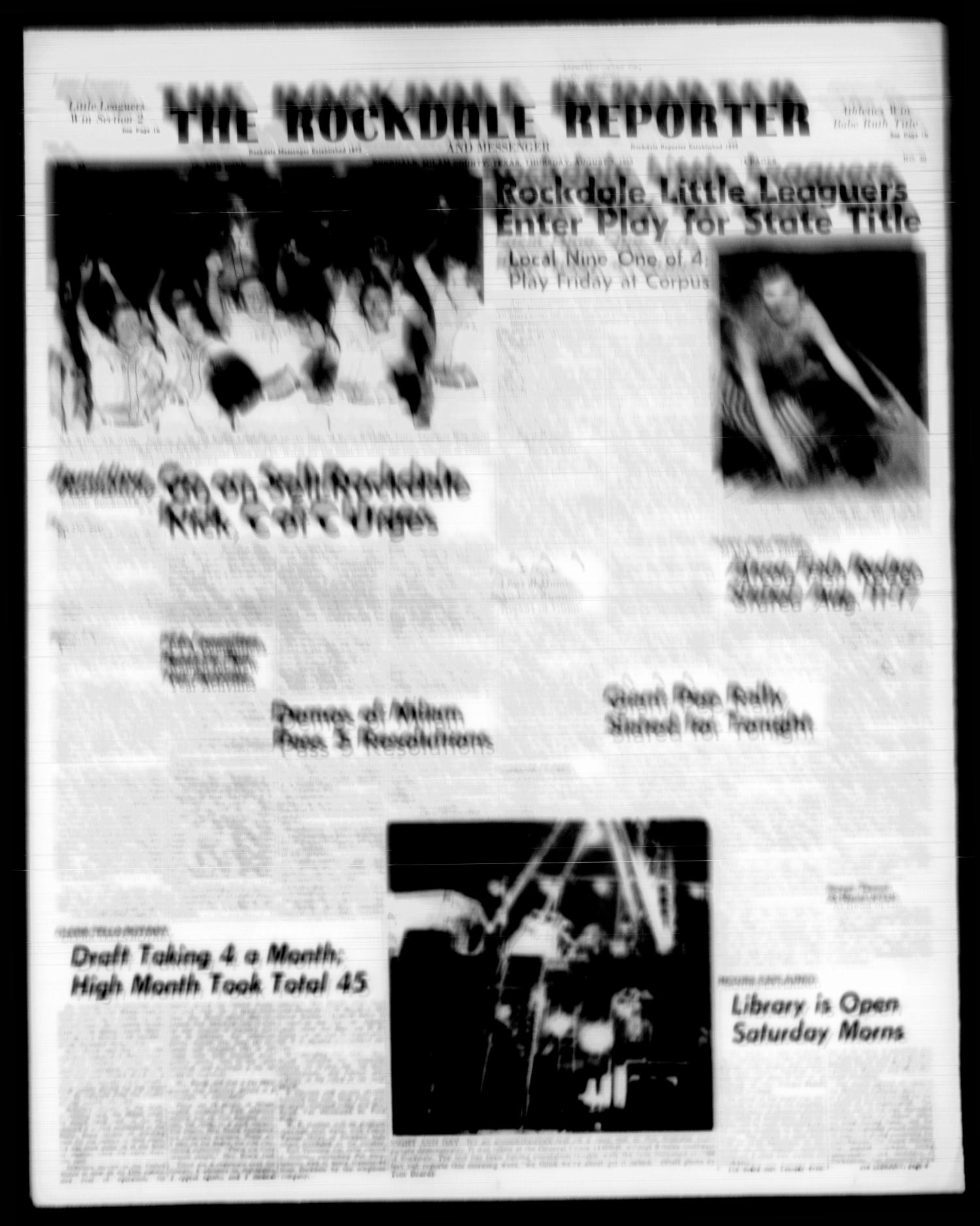 The Rockdale Reporter and Messenger (Rockdale, Tex.), Vol. [86], No. 30, Ed. 1 Thursday, August 7, 1958
                                                
                                                    [Sequence #]: 1 of 14
                                                