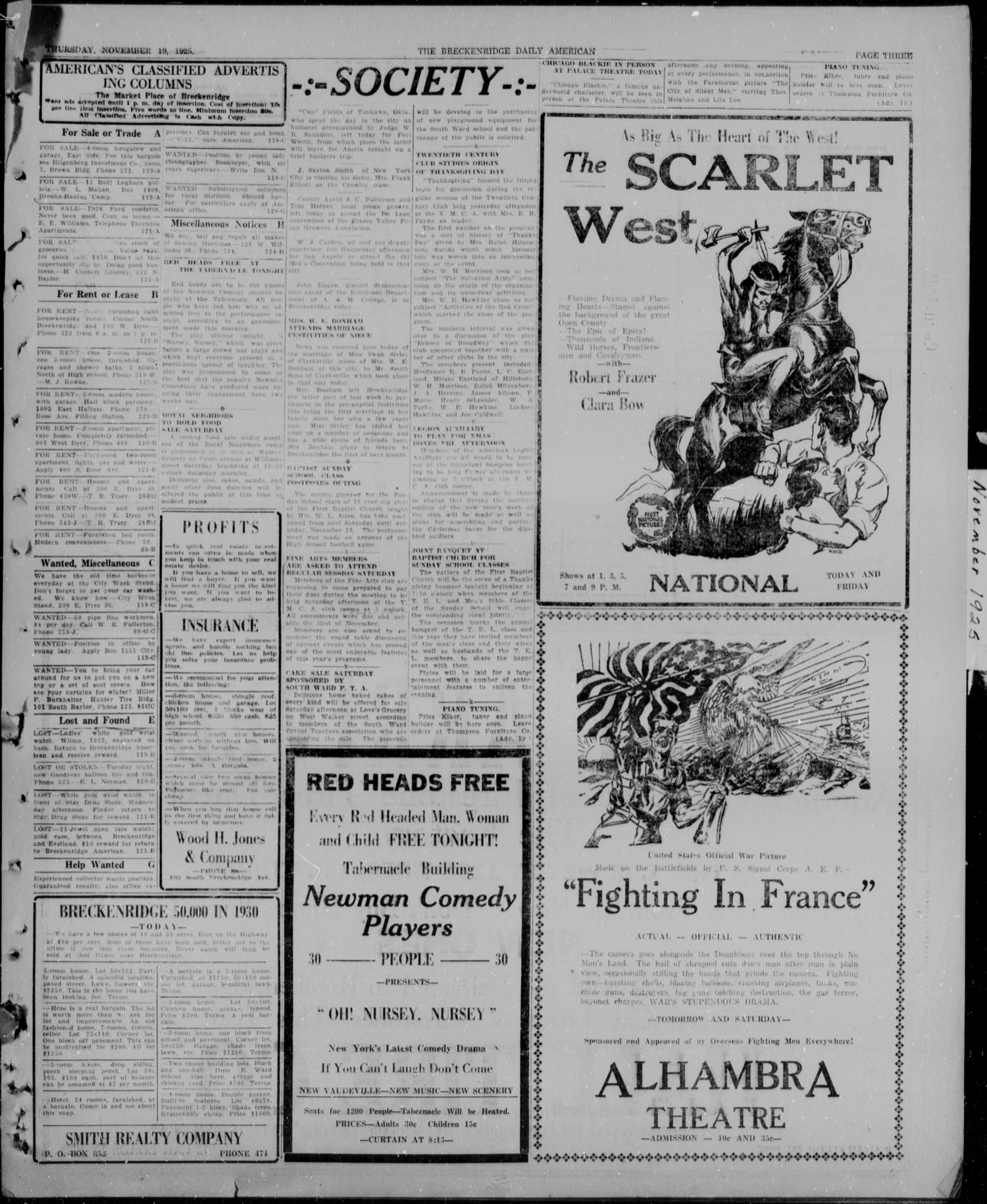 The Breckenridge Daily American (Breckenridge, Tex.), Vol. 6, No. 118, Ed. 1, Thursday, November 19, 1925
                                                
                                                    [Sequence #]: 3 of 4
                                                