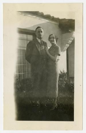 Primary view of object titled '[Photograph of George and Mary Pierce on Christmas 1935]'.