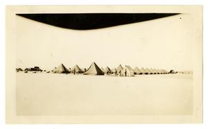 Primary view of object titled '[Photograph of a Maneuver Camp on Rogers Dry Lake]'.