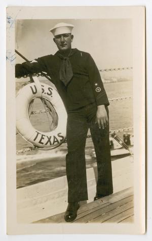 [Photograph of a Sailor Standing on the U.S.S. Texas]
