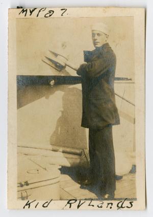 [Photograph of R. V. Lands on the U.S.S. Texas]