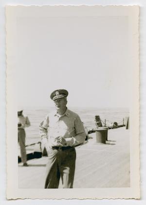 [Photograph of a Naval Officer Standing on the U.S.S. Texas]