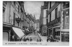 Primary view of object titled '[Postcard of Pasteur Street in Chaumont, France]'.