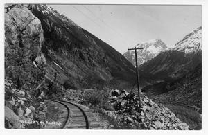 [Postcard of Railroad Track in Alaskan Mountains]