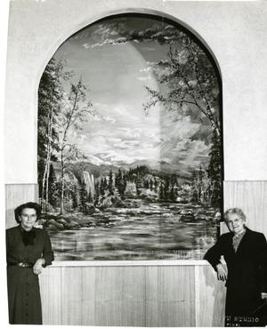 Primary view of object titled '[Blanche Perry and Mrs. Pursely Next to Painting]'.