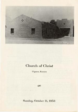 Primary view of object titled '[Ulysses, Kansas Church of Christ Bulletin]'.
