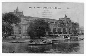 Primary view of object titled '[Postcard of Train Station on Orsay Docks]'.
