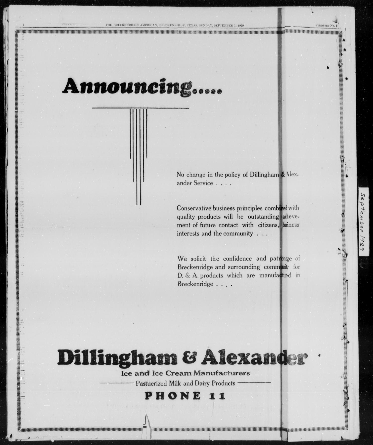 The Breckenridge American (Breckenridge, Tex.), Vol. 9, No. 257, Ed. 1, Sunday, September 1, 1929
                                                
                                                    [Sequence #]: 4 of 14
                                                