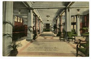 Primary view of object titled '[Postcard of Foyer of the Elton Hotel]'.