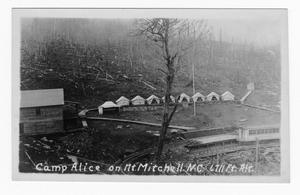 Primary view of object titled '[Postcard of Camp Alice on Mt. Mitchell, North Carolina]'.