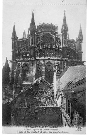 [Postcard of Reims Cathedral After Bombardment]