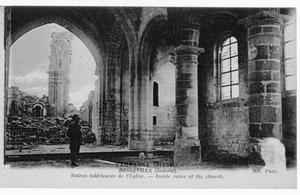 [Postcard of Interior of Damaged Church in Herleville]