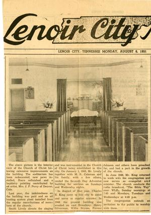 Primary view of object titled '[Lenoir City, Tennessee Newspaper Clipping]'.