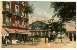 [Postcard of Train Station Square at Saint-Nazaire]