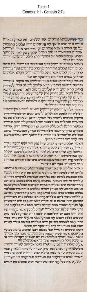 Ancient manuscript Hebrew Torah Scroll