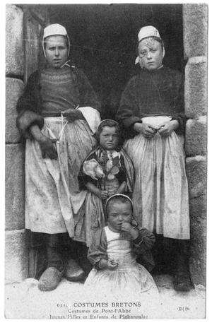 Primary view of object titled '[Postcard of Children in Breton Costumes]'.