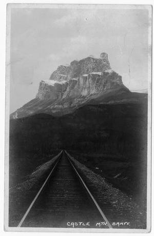 [Postcard of Railroad Track Leading to Castle Mountain]
