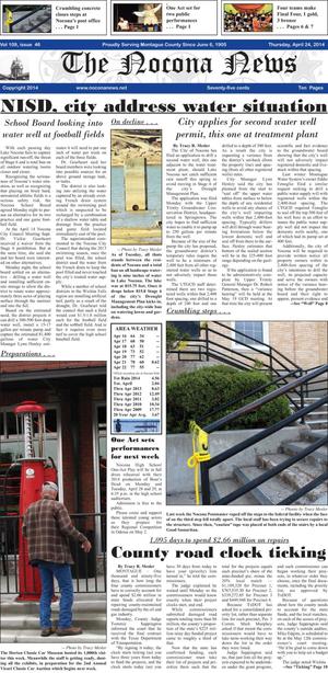 Primary view of object titled 'The Nocona News (Nocona, Tex.), Vol. 109, No. 45, Ed. 1 Thursday, April 24, 2014'.